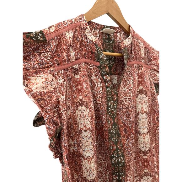 Good Hart‎ The Style Charm Medallion Print Short Sleeve Top Multi Size Medium - Picture 5 of 11
